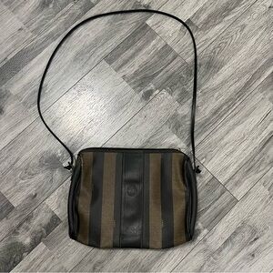 Fendi S.A.S. Pequin Vintage Striped Crossbody Bag Made in Italy